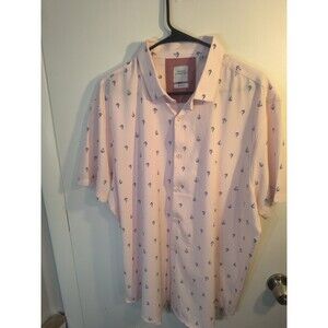 Essex Crossing Men's XL Shirt Pink Short Sleeve Sailboat Print Casual Button Up